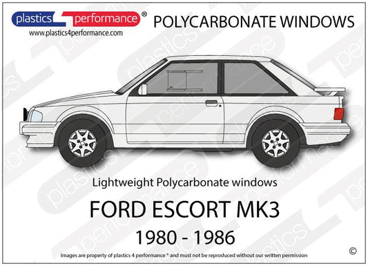 Ford - Escort Mk3/4 - Lexan Polycarbonate window kit - Race Rally Supplies