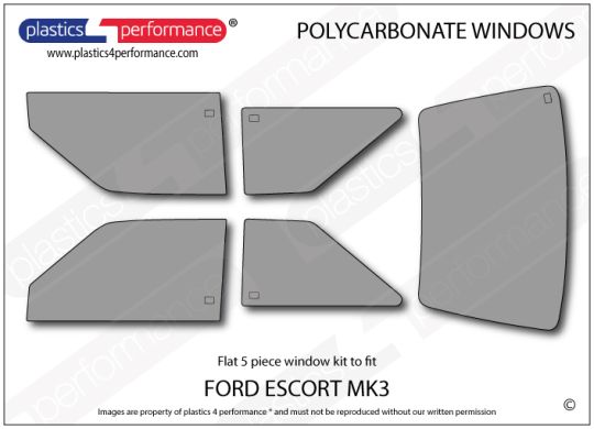 Ford - Escort Mk3/4 - Lexan Polycarbonate window kit - Race Rally Supplies
