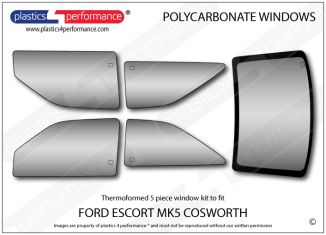Ford - Escort Mk5 & Cosworth - Lexan Polycarbonate window kit - Race Rally Supplies