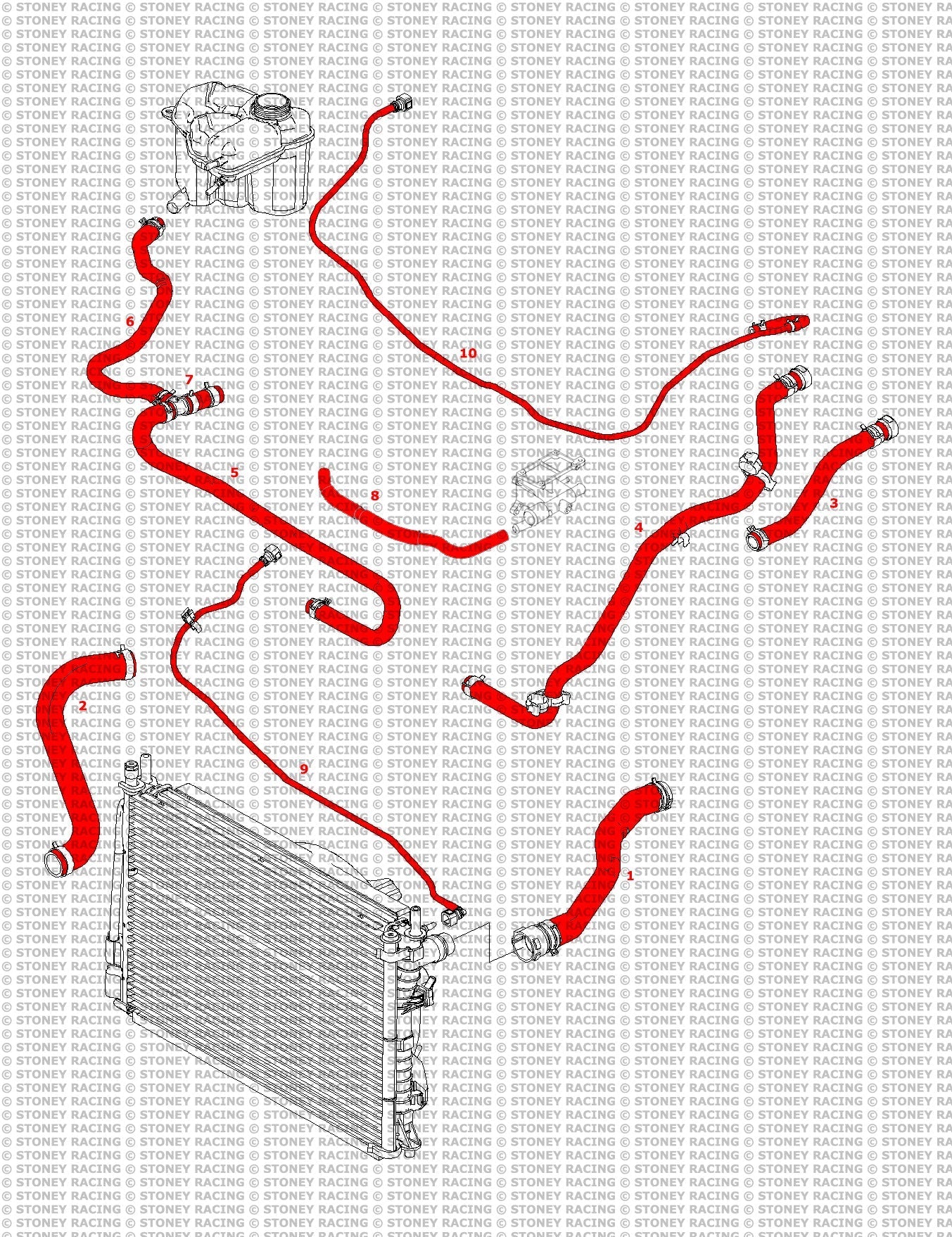 Ford Fiesta MK6 Facelift ST150 Silicone Radiator Coolant Hose Kit - Race Rally Supplies