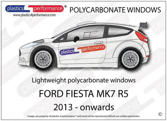 FORD Fiesta R5 - Lexan Polycarbonate window kit - Full 7 piece factory spec Fiesta R5 MK1 rally polycarbonate window kit - Race Rally Supplies