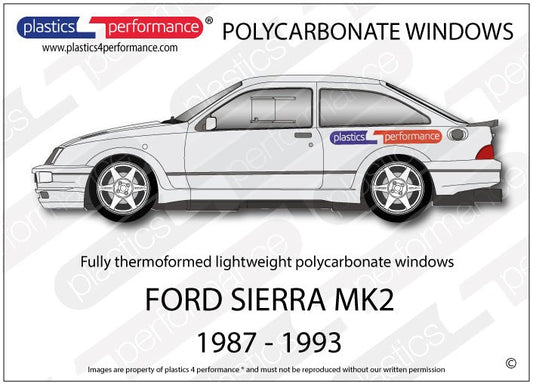 FORD Sierra MK2 & Cosworth - Lexan Polycarbonate window kit - Race Rally Supplies