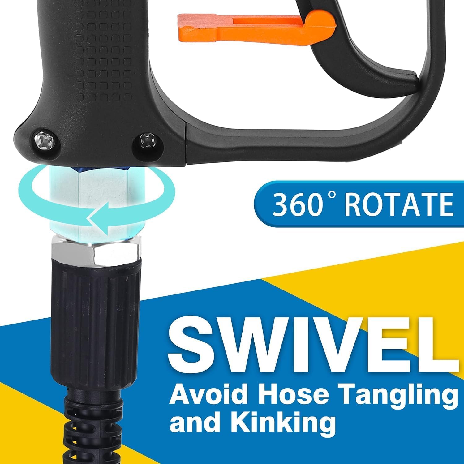 High-Pressure Washer Gun – 360° Swivel, 5 Nozzles, M22 & 1/4″ Connectors - Race Rally Supplies