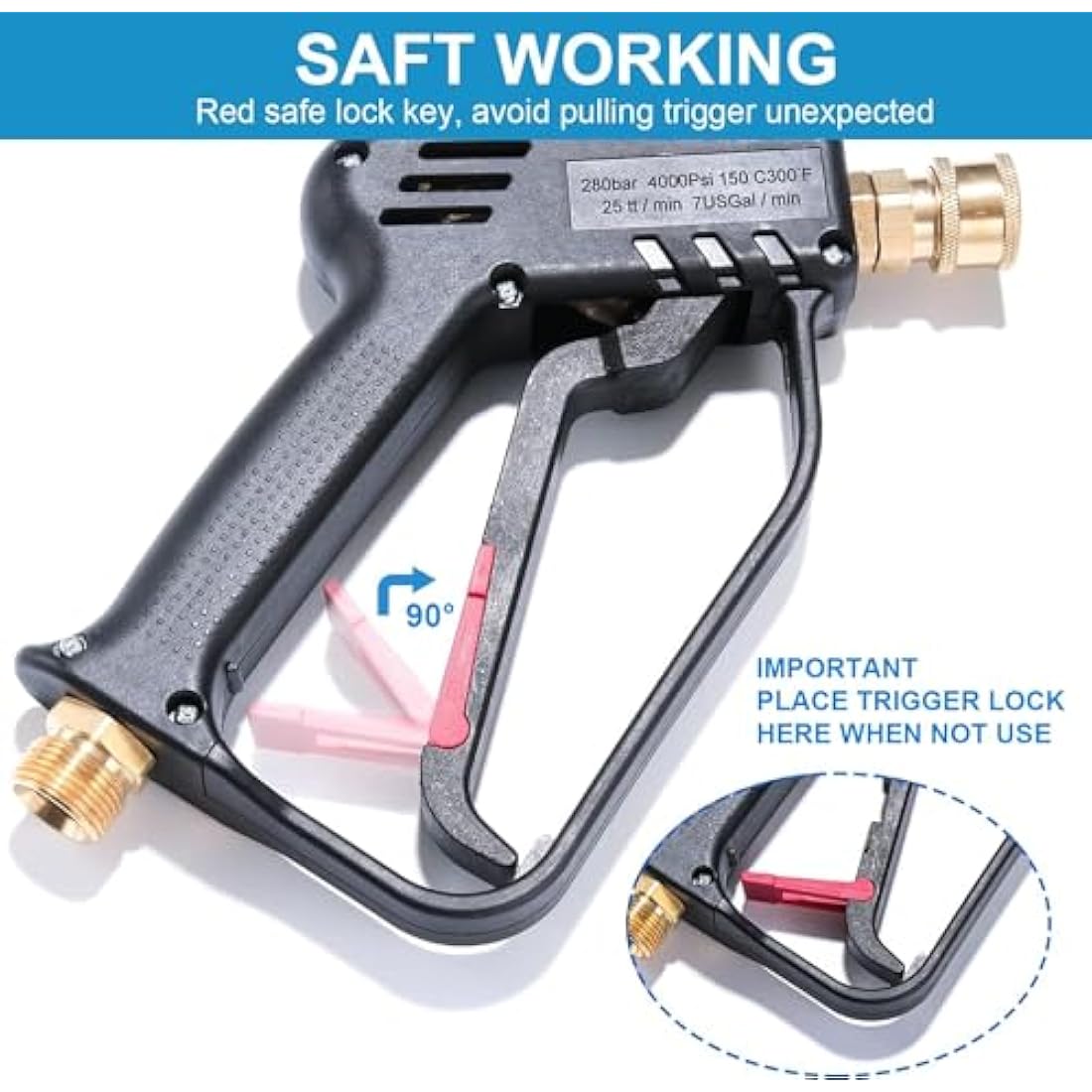 High-Pressure Washer Gun – 5 Nozzles, M22 & 1/4″ Quick Connect, 4350 PSI - Race Rally Supplies