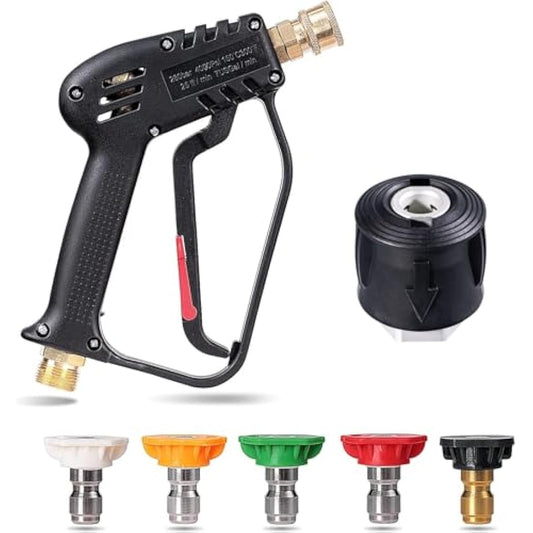 High-Pressure Washer Gun – 5 Nozzles, M22 & 1/4″ Quick Connect, 4350 PSI - Race Rally Supplies