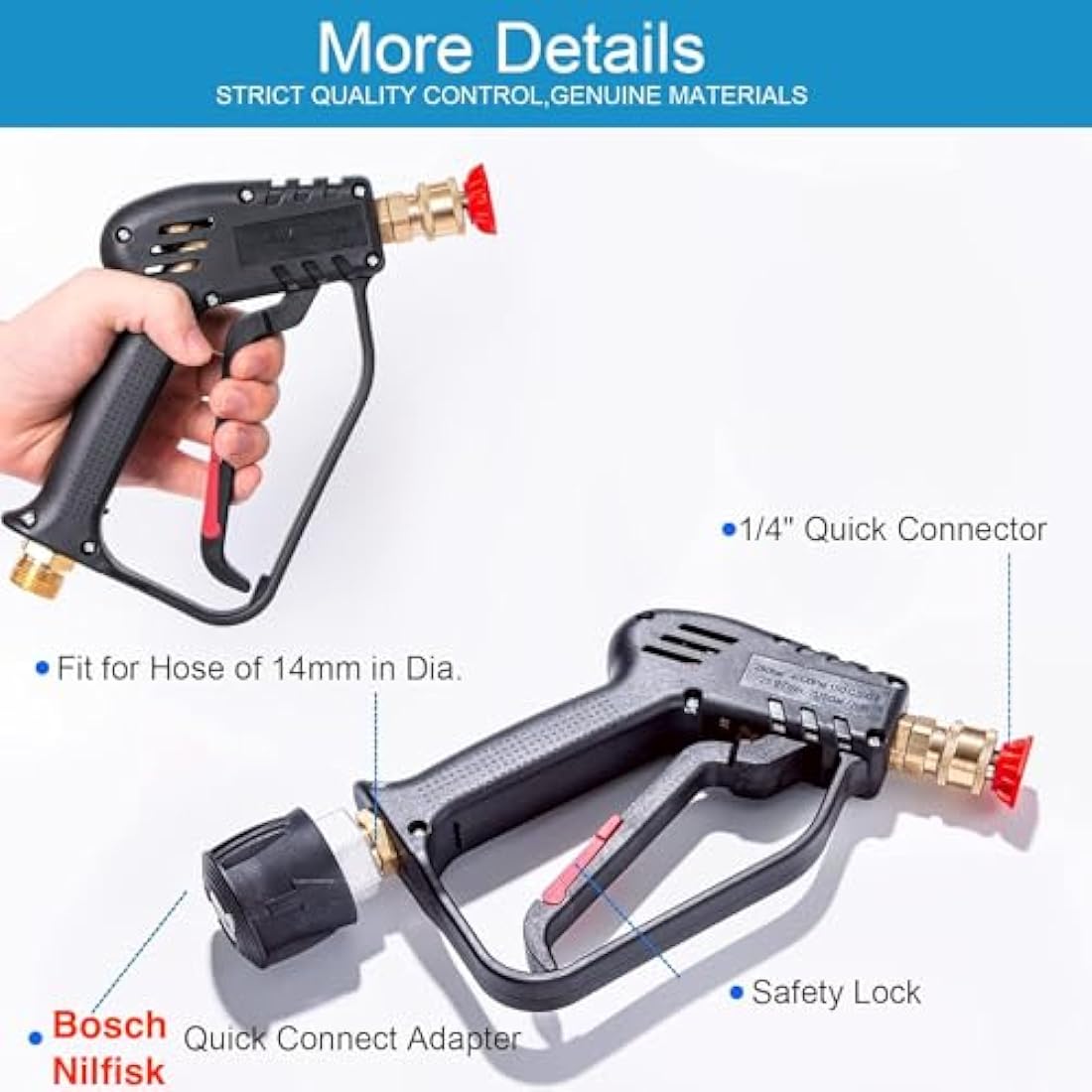 High-Pressure Washer Gun – 5 Nozzles, M22 & 1/4″ Quick Connect, 4350 PSI - Race Rally Supplies