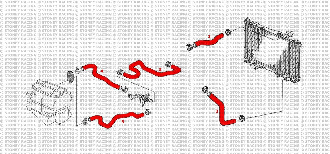 Honda Civic 1.6 EP2 Silicone Radiator & Heater Coolant Hose Kit - Race Rally Supplies