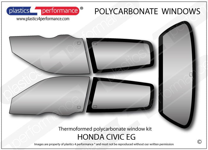 HONDA - Civic EG - Lexan Polycarbonate window kit - Race Rally Supplies