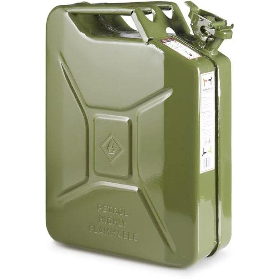 Invopak 20 Litre Metal Jerry Can, UN Approved Can for Petrol, Diesel, Fuel in Green - Race Rally Supplies