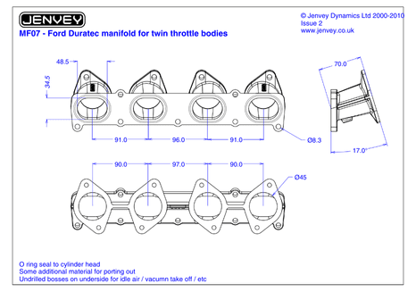 Jenvey Inlet manifold for Ford Duratec 2.0 - Race Rally Supplies