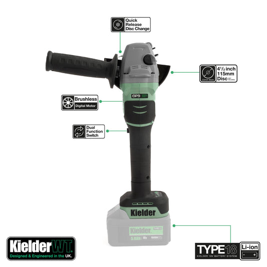 Kielder TYPE18 18v 115mm Angle Grinder - Race Rally Supplies