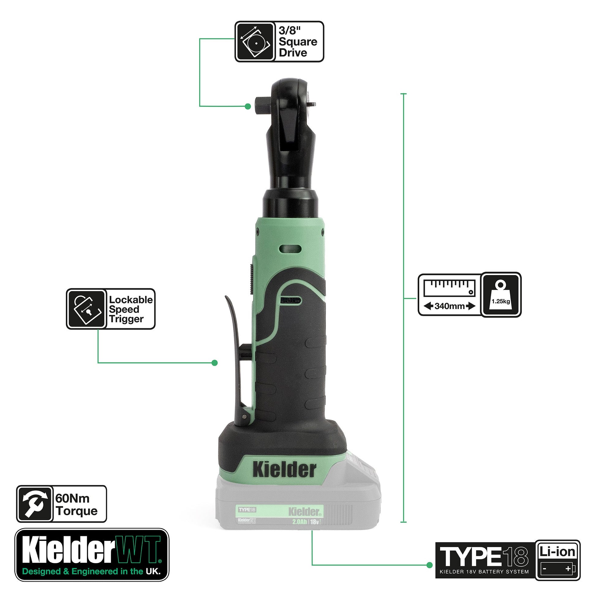 Kielder TYPE18 18v 3/8" Compact Ratchet - Race Rally Supplies