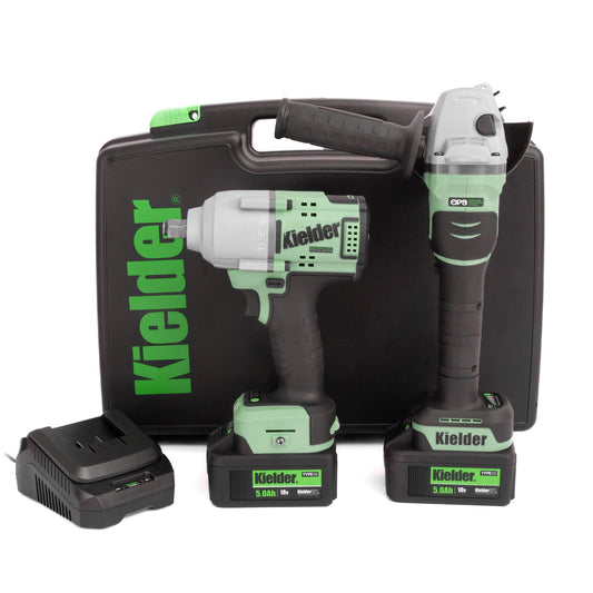 Kielder TYPE18 18v Mid Torque Impact Wrench & 115mm Angle Grinder Twin Pack, 2 x 5.0Ah - Race Rally Supplies