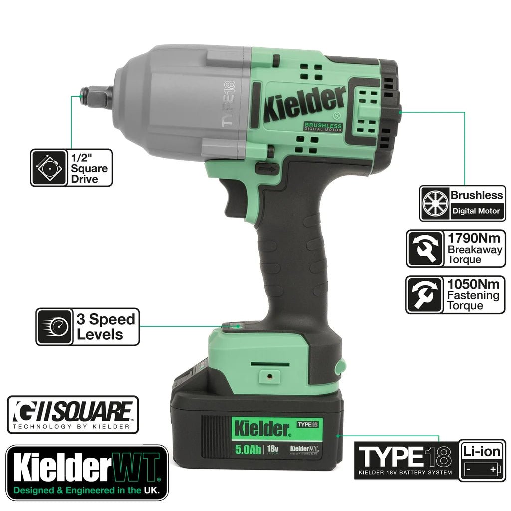 Kielder TYPE18 3 Battery Bundle Box (High Torque Impact Wrench & Ultra Compact Impact Wrench) - Race Rally Supplies