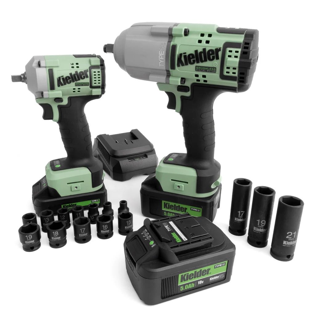 Kielder TYPE18 3 Battery Bundle Box (High Torque Impact Wrench & Ultra Compact Impact Wrench) - Race Rally Supplies