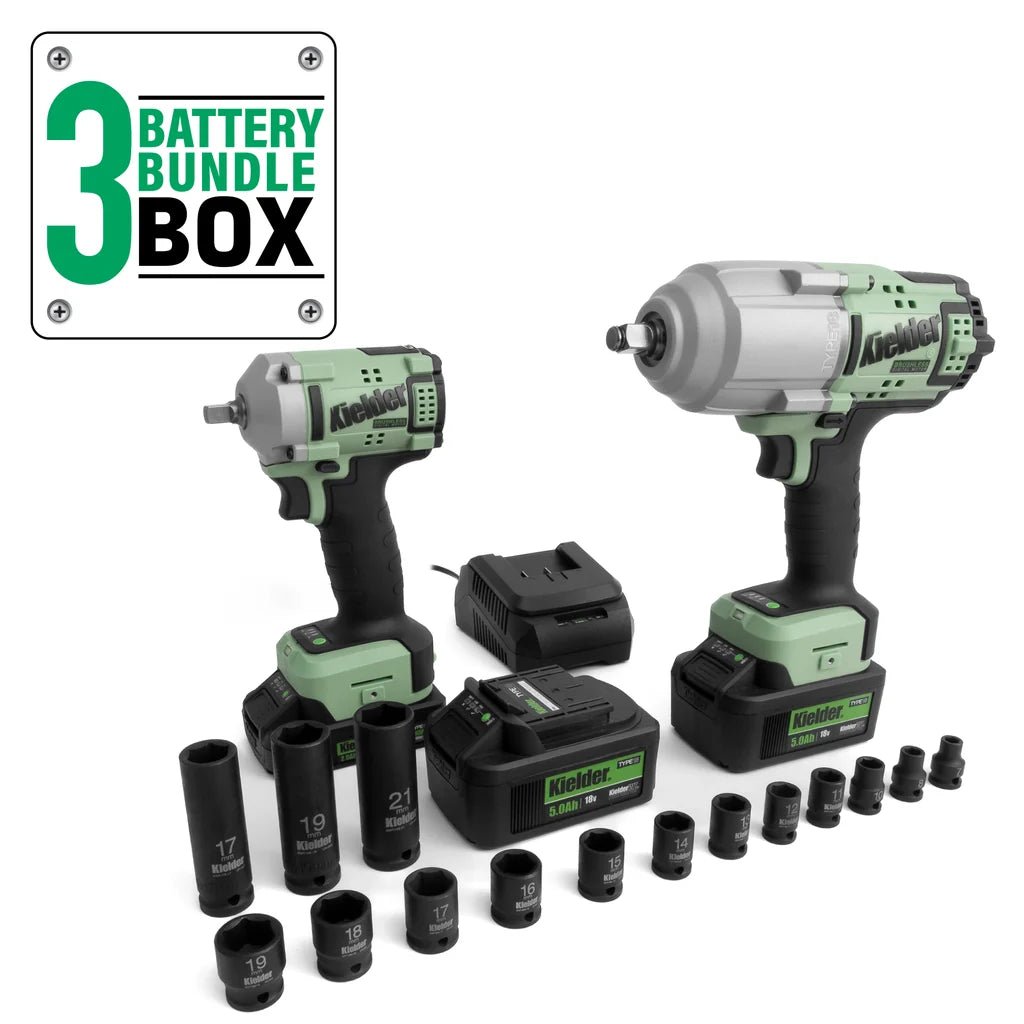 Kielder TYPE18 3 Battery Bundle Box (High Torque Impact Wrench & Ultra Compact Impact Wrench) - Race Rally Supplies