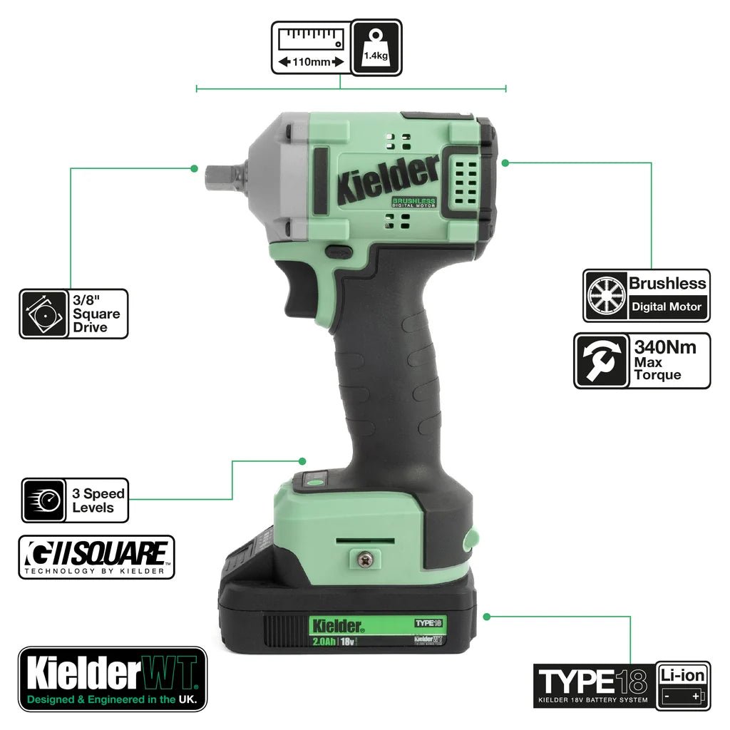 Kielder TYPE18 3 Battery Bundle Box (High Torque Impact Wrench & Ultra Compact Impact Wrench) - Race Rally Supplies