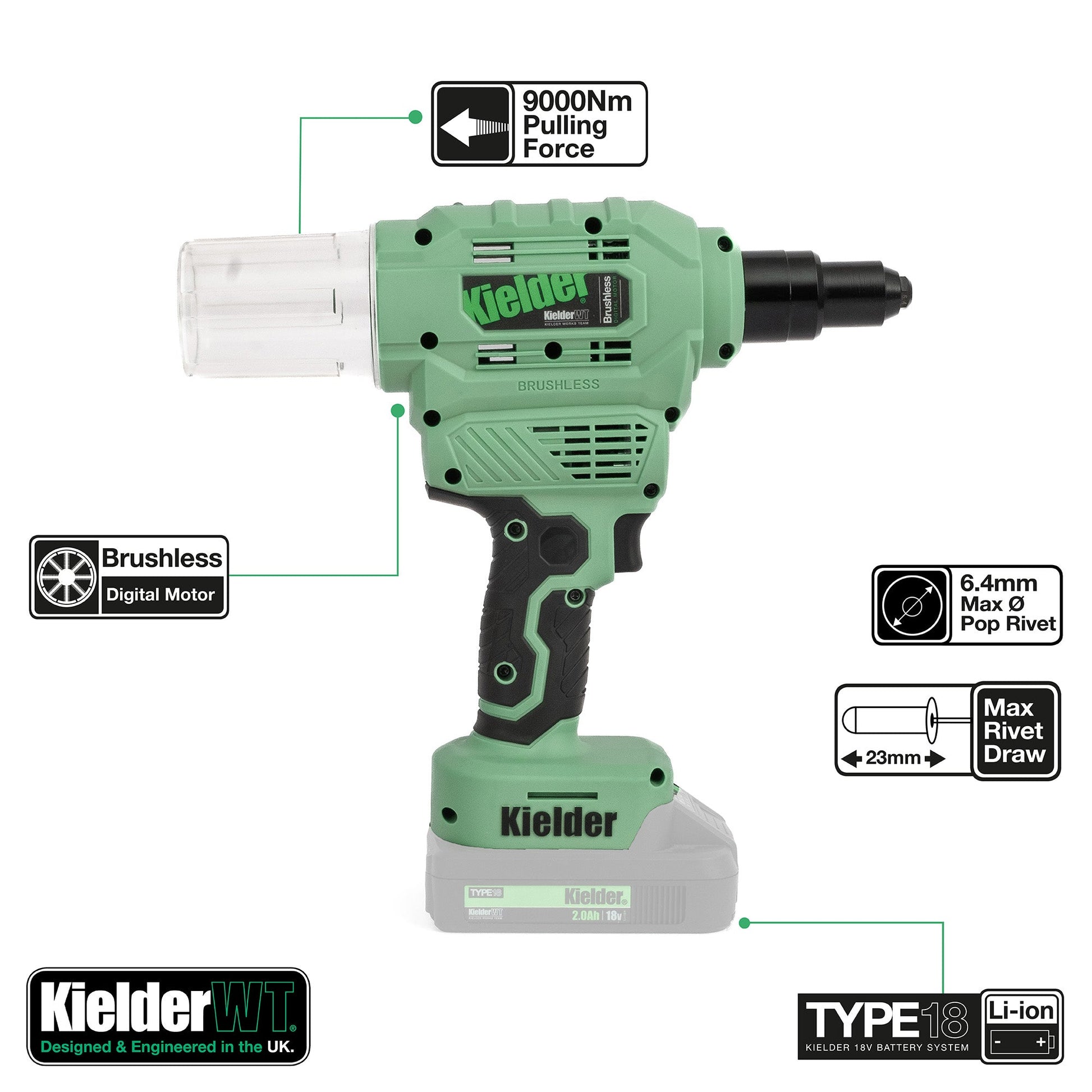 Kielder TYPE18 Heavy - duty 18v Brushless Riveter - Race Rally Supplies