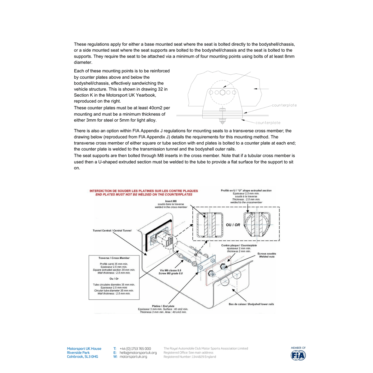 Lifeline FIA & MSUK Compliant Weld-In Seat Rail Kit | Competition Use - Race Rally Supplies
