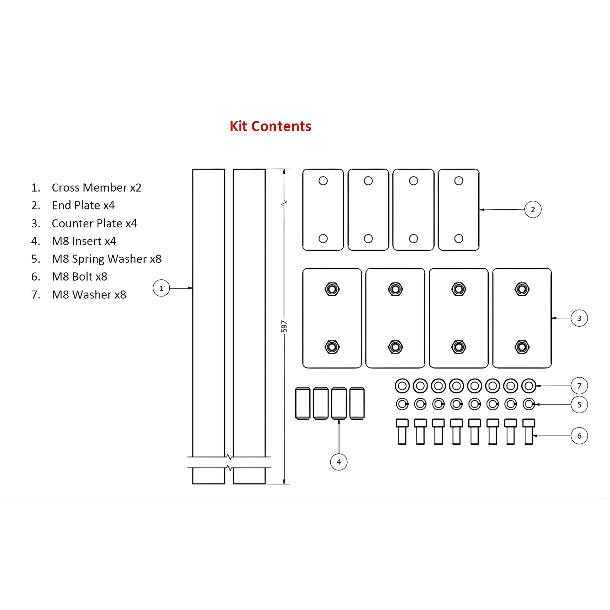 Lifeline FIA Seat Mounting Kit 600mm - Race Rally Supplies