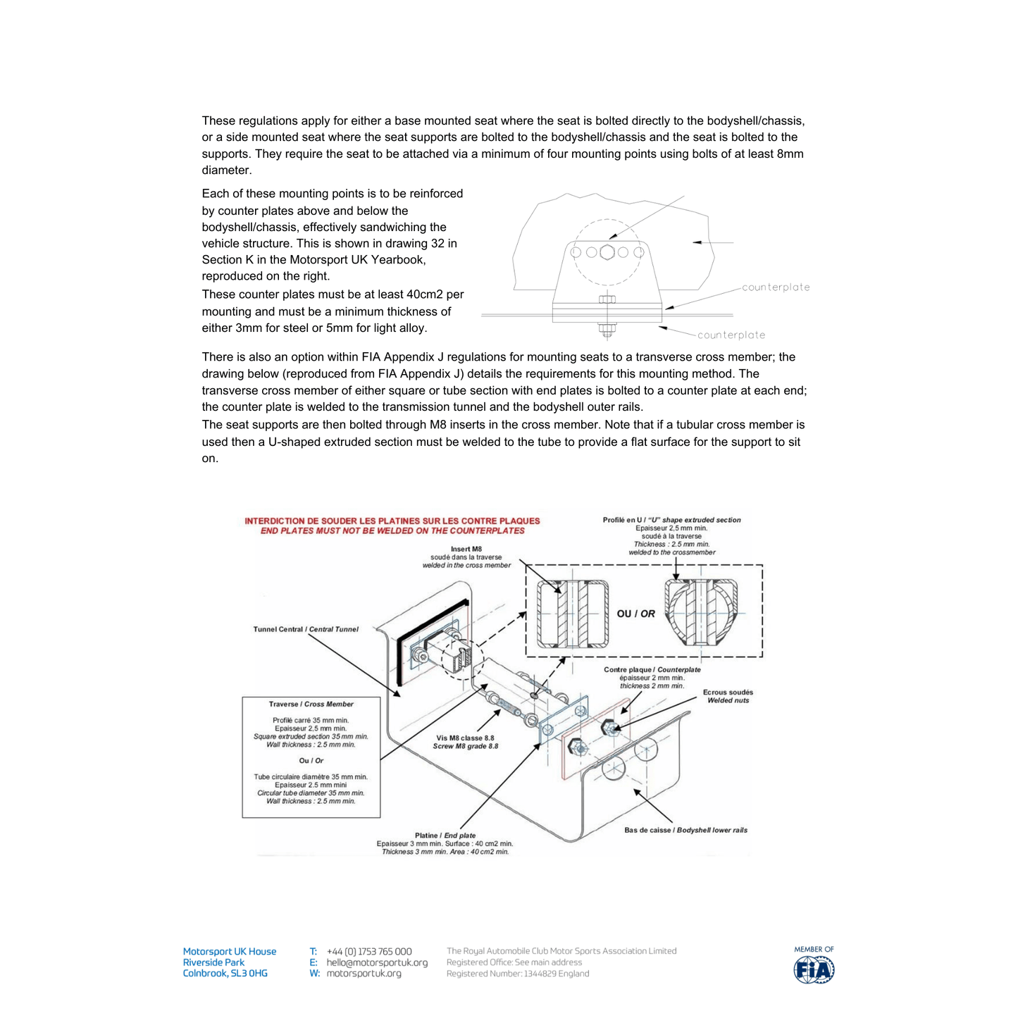 Lifeline FIA Seat Mounting Kit 600mm - Race Rally Supplies