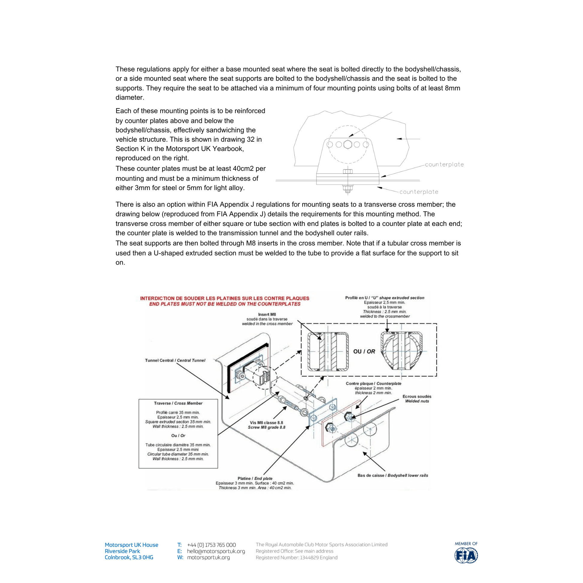 Lifeline FIA Seat Mounting Kit 600mm - Race Rally Supplies