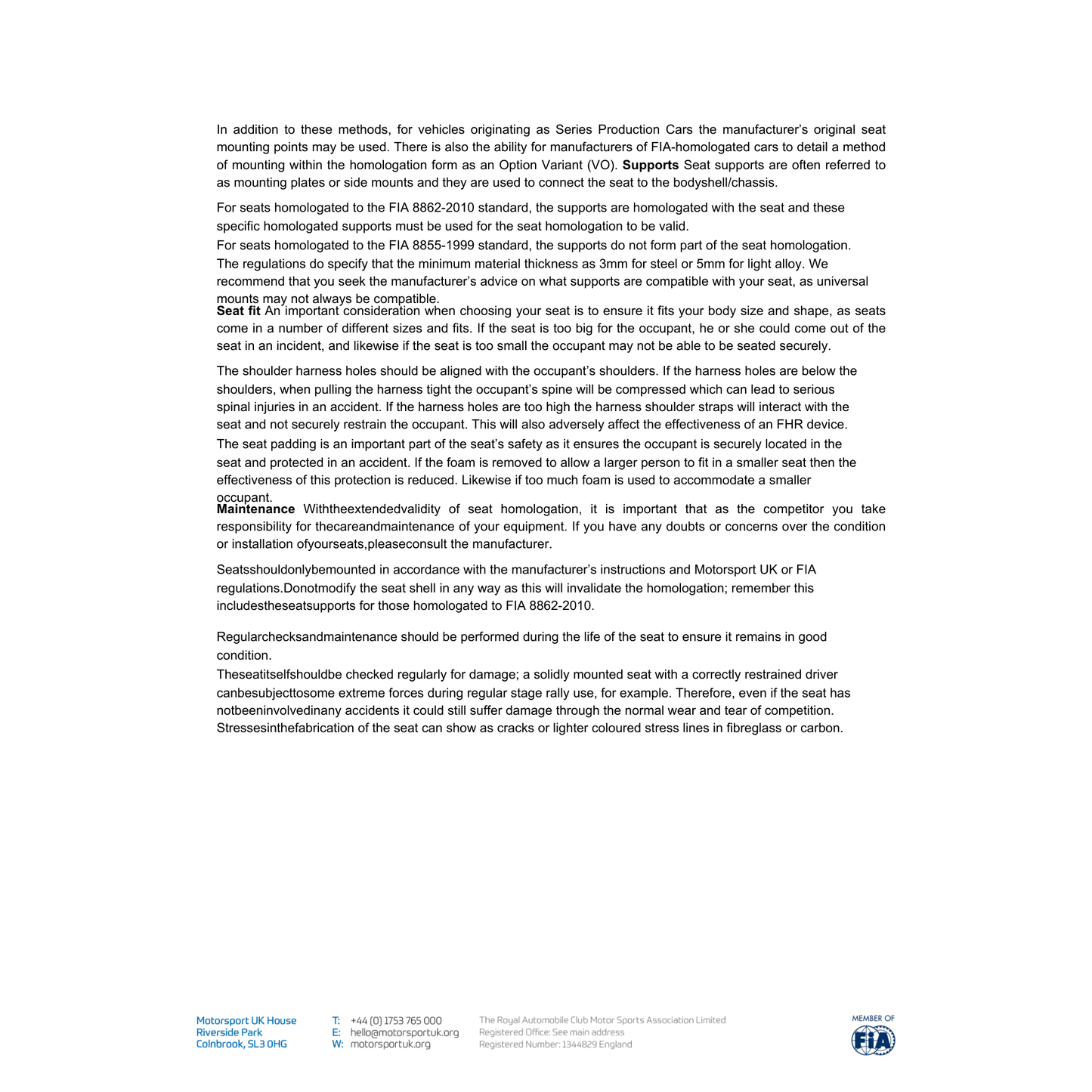 Lifeline FIA Seat Mounting Kit 600mm - Race Rally Supplies