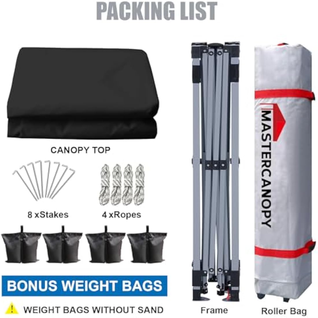MASTERCANOPY Durable Ez Pop-up Gazebo Tent with Roller Bag (2.5x2.5M,Black) - Race Rally Supplies