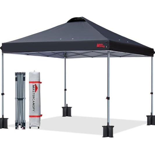 MASTERCANOPY Durable Ez Pop-up Gazebo Tent with Roller Bag (2.5x2.5M,Black) - Race Rally Supplies