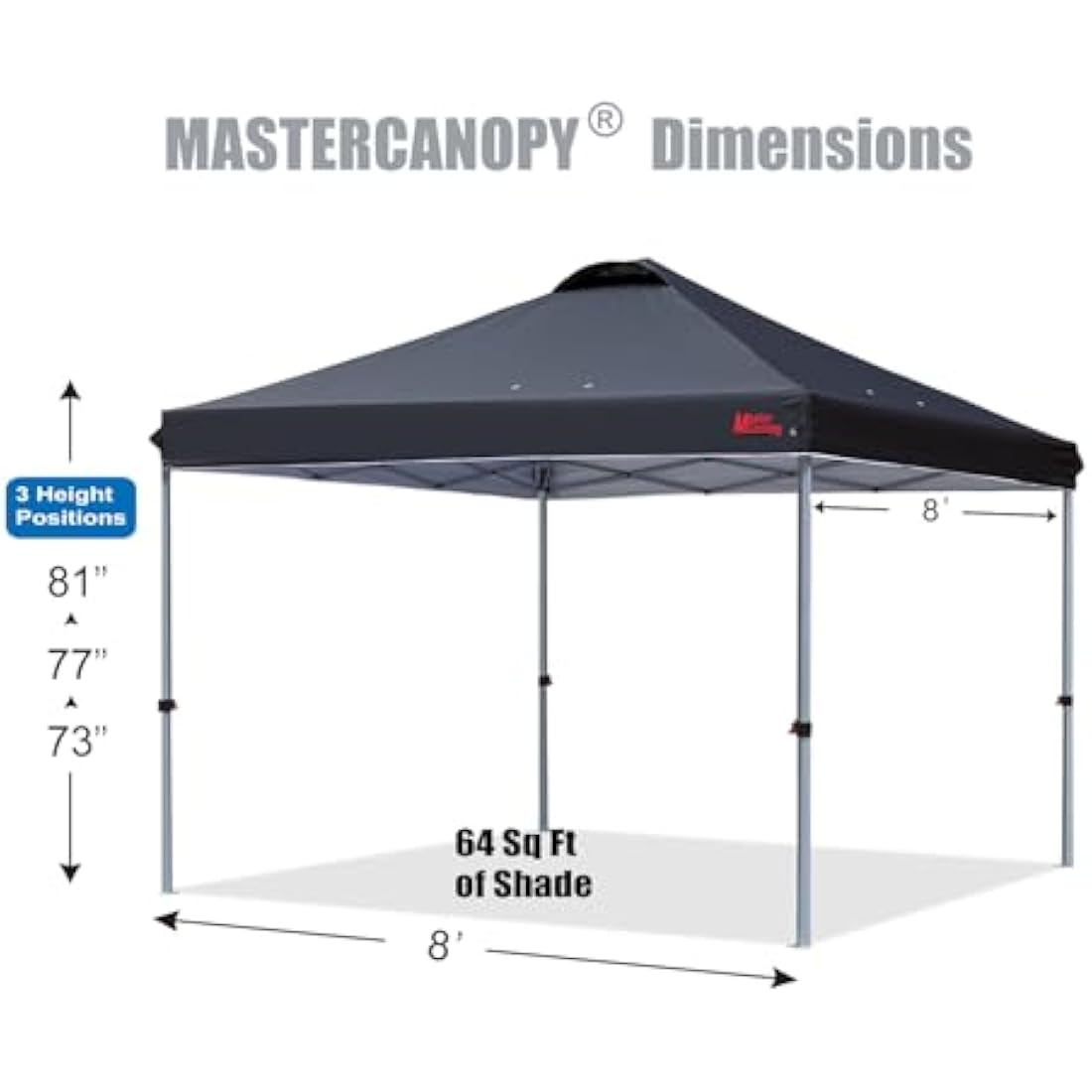 MASTERCANOPY Durable Ez Pop-up Gazebo Tent with Roller Bag (2.5x2.5M,Black) - Race Rally Supplies