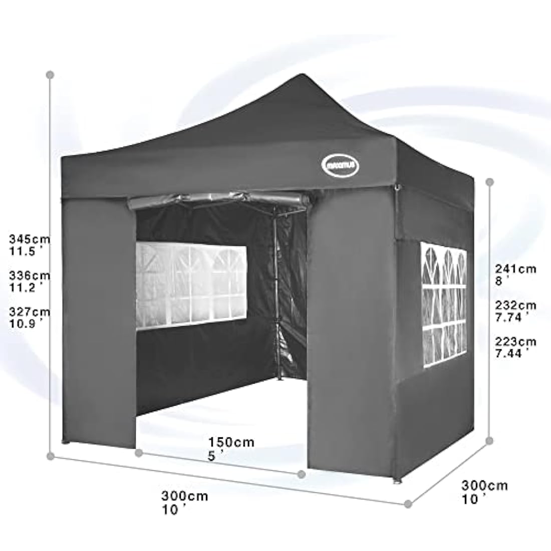 Maximus Heavy Duty Pop-Up Gazebo 3m x 3m – Commercial, 4 Walls, Weight Bags - Race Rally Supplies