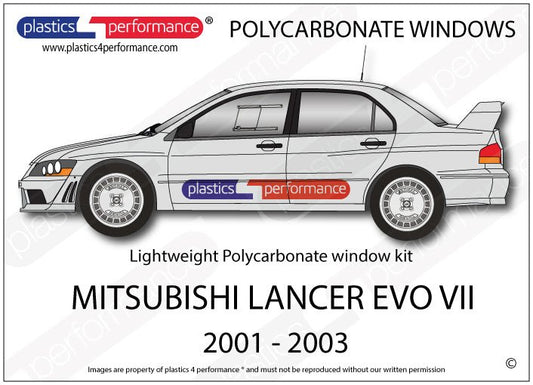 MITSUBISHI - Lancer Evo 7 - Lexan Polycarbonate window kit - Race Rally Supplies
