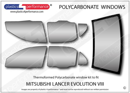 MITSUBISHI - Lancer Evo 8 - Lexan Polycarbonate window kit - Race Rally Supplies