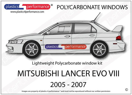 MITSUBISHI - Lancer Evo 8 - Lexan Polycarbonate window kit - Race Rally Supplies