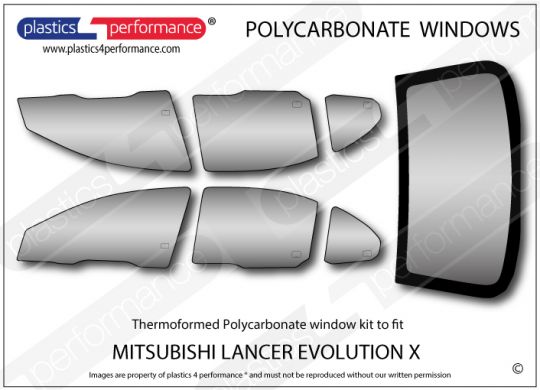 MITSUBISHI - Lancer Evo X - Lexan Polycarbonate window kit - Race Rally Supplies