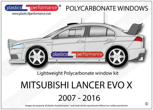 MITSUBISHI - Lancer Evo X - Lexan Polycarbonate window kit - Race Rally Supplies