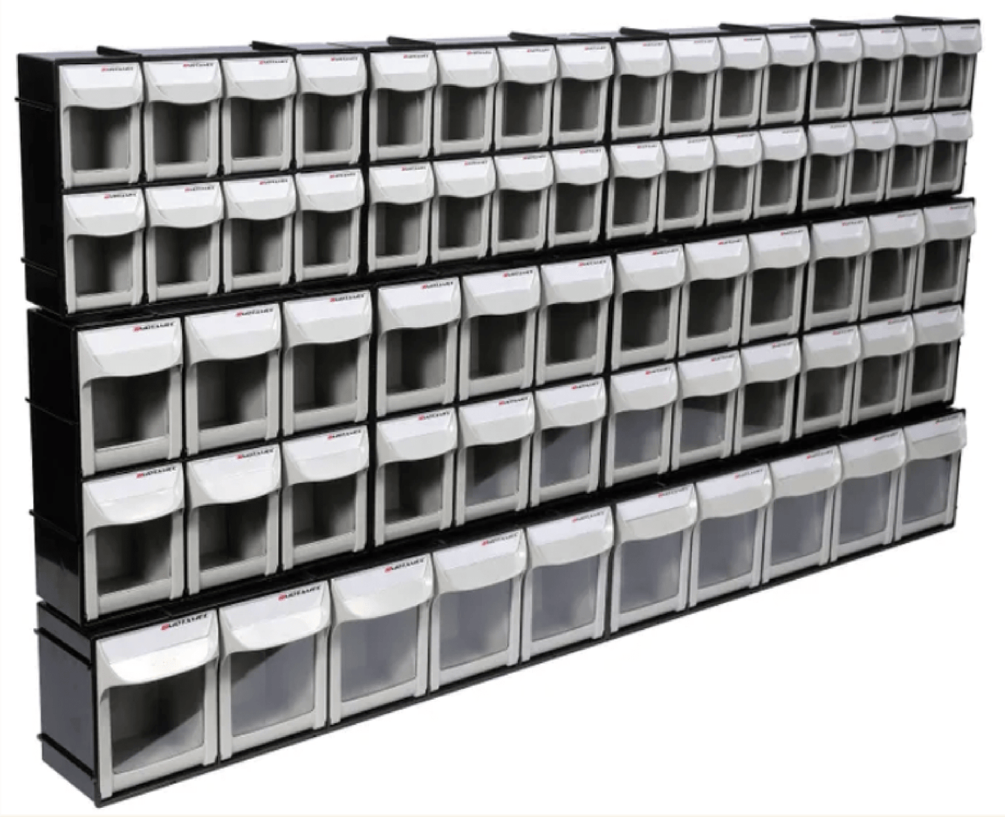 Modular Tilt Bin Parts Storage Wall Compartment 10 MIX Units / 66 Bins - Race Rally Supplies