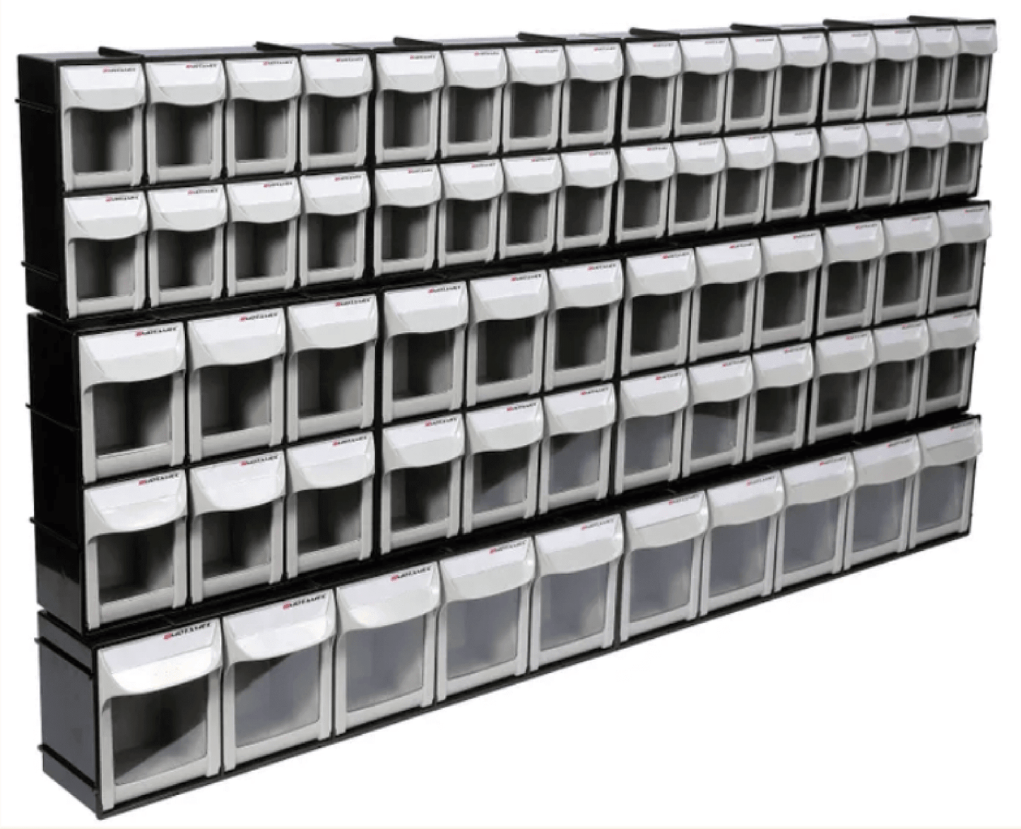 Modular Tilt Bin Parts Storage Wall Compartment 10 MIX Units / 66 Bins - Race Rally Supplies