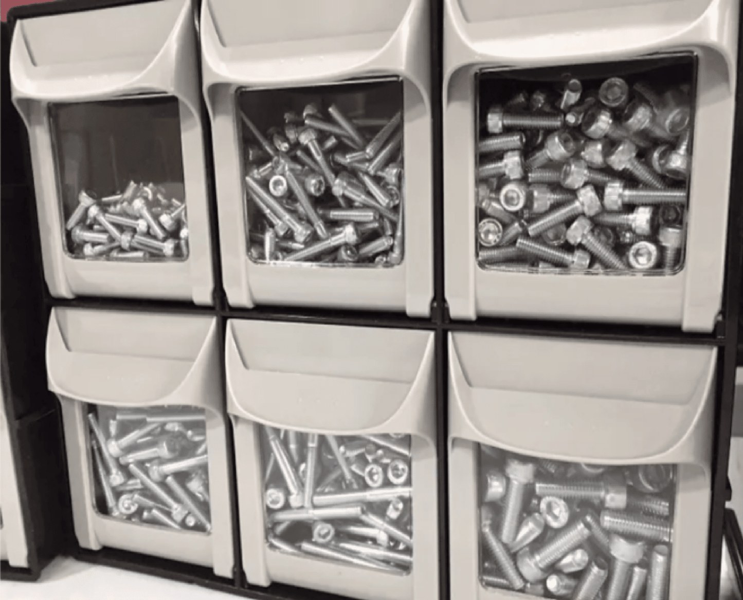 Modular Tilt Bin Parts Storage Wall Compartment 10 MIX Units / 66 Bins - Race Rally Supplies