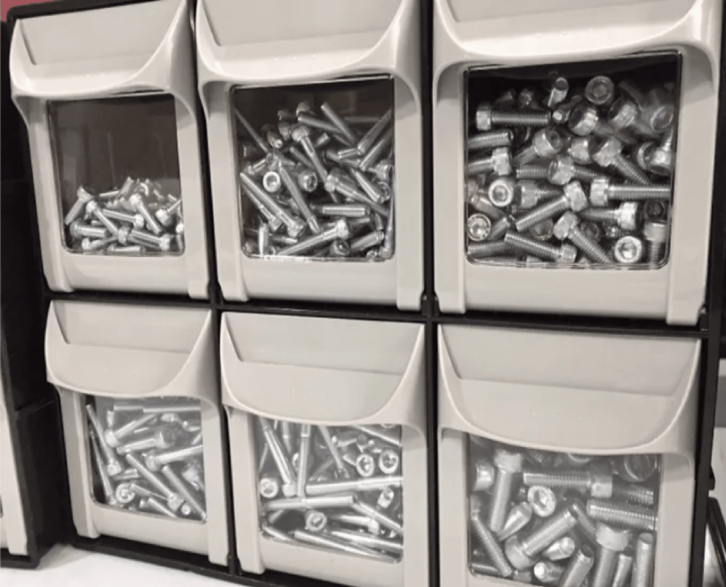 Modular Tilt Bin Parts Storage Wall Compartment 10 MIX Units / 66 Bins - Race Rally Supplies