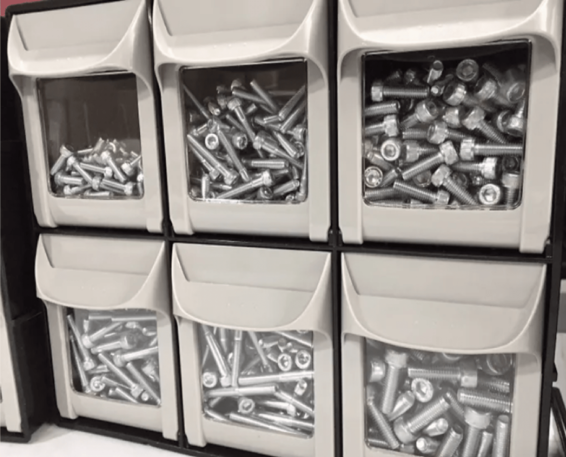 Modular Tilt Bin Parts Storage Wall Compartment 10 MIX Units / 66 Bins - Race Rally Supplies