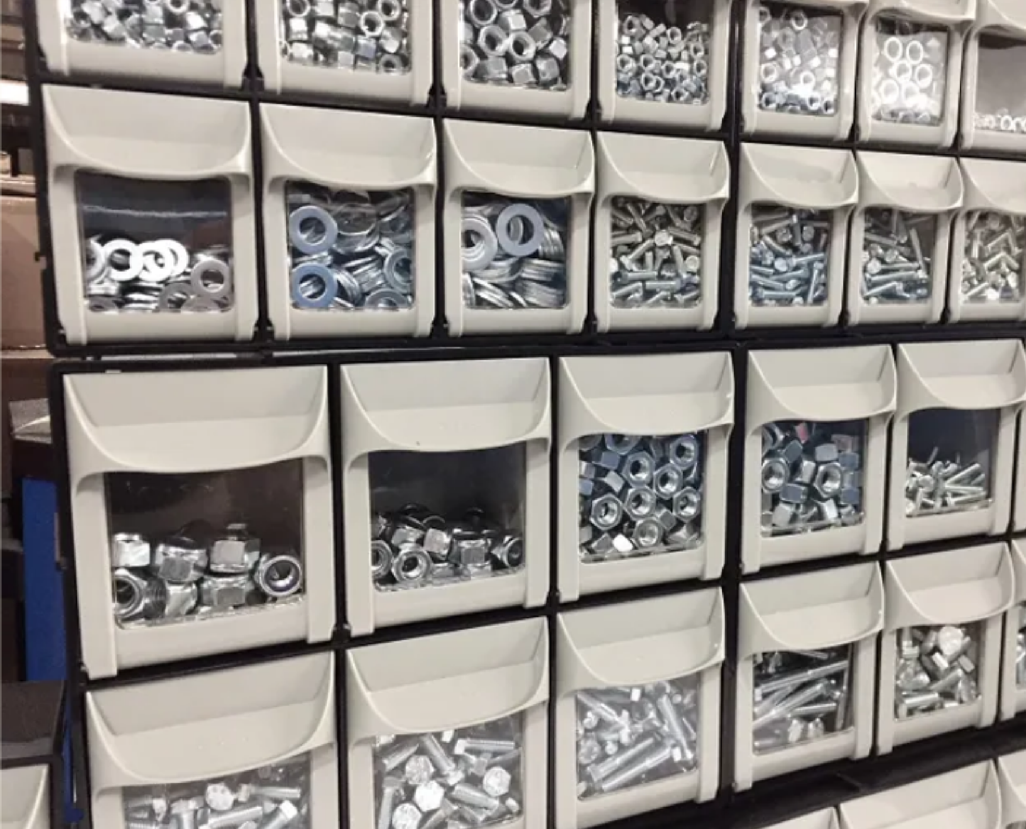 Modular Tilt Bin Parts Storage Wall Compartment 10 MIX Units / 66 Bins - Race Rally Supplies