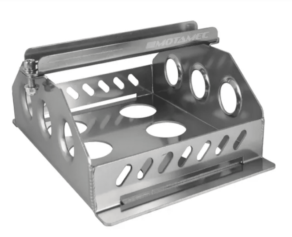 Motamec Alloy Race Battery Tray Red Top 30/40 Flat Mounting Box - Anodised - Race Rally Supplies