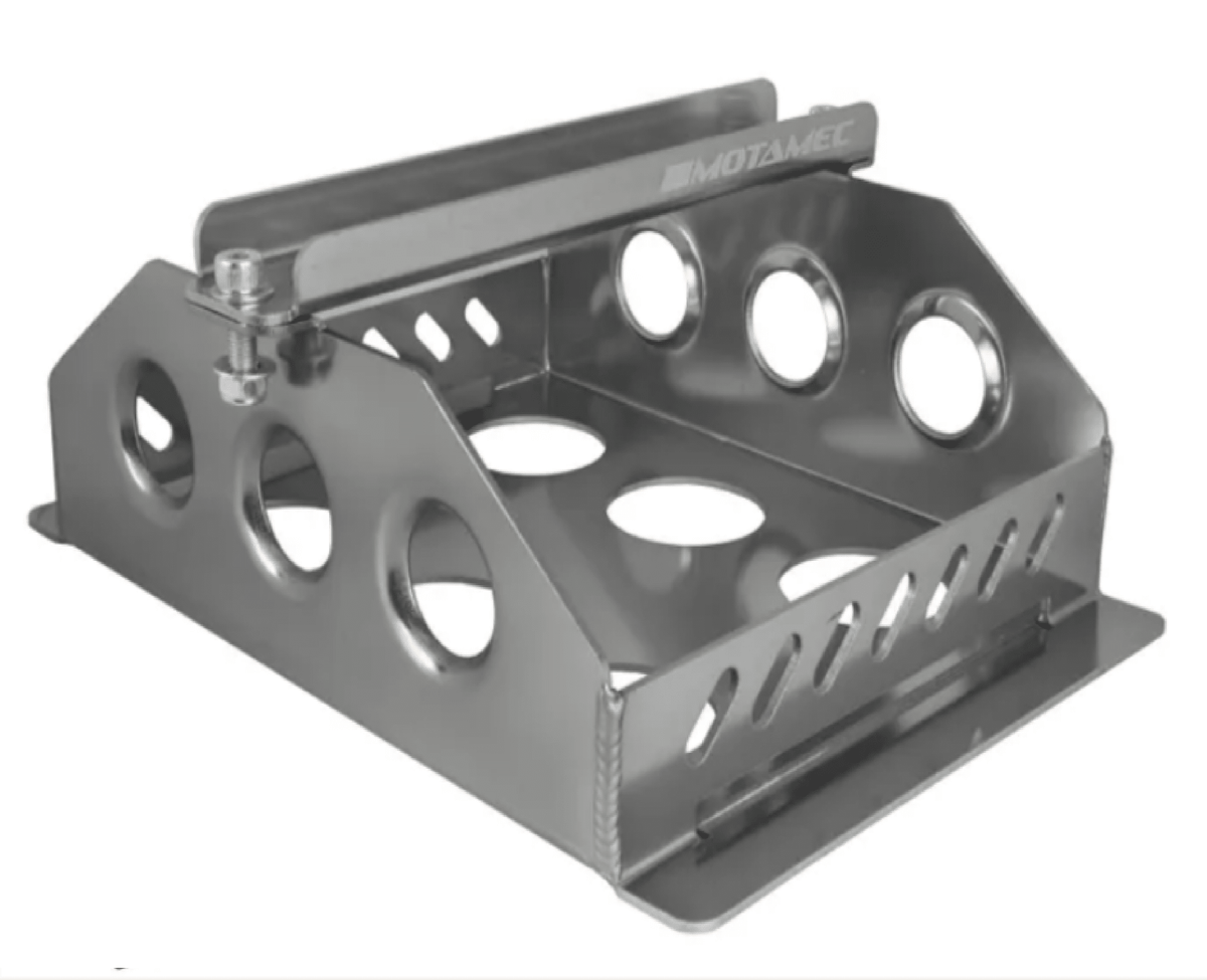 Motamec Alloy Race Battery Tray Red Top 30/40 Flat Mounting Box - Anodised - Race Rally Supplies