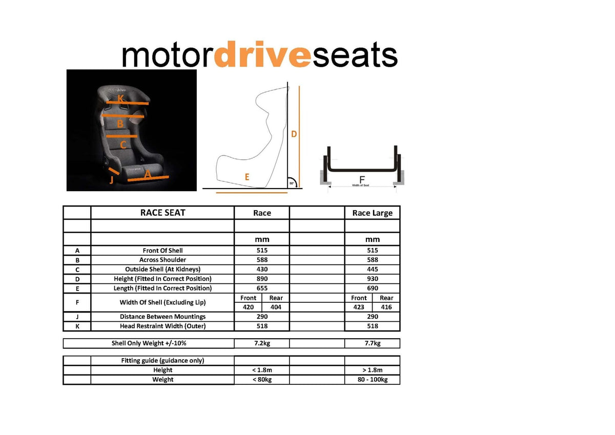 Motordrive Club Race Seat – FIA Motorsport Bucket Seat GRP FIA8855-1999 - Race Rally Supplies