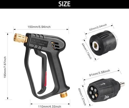 Multi-Angle High-Pressure 4350 PSI Washer Gun – All-in-One Nozzle, M22 & 1/4″ Connectors - Race Rally Supplies