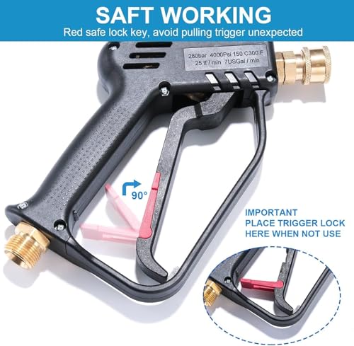 Multi-Angle High-Pressure 4350 PSI Washer Gun – All-in-One Nozzle, M22 & 1/4″ Connectors - Race Rally Supplies