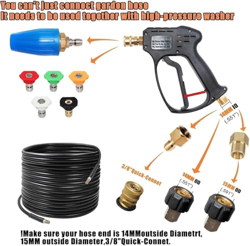 Multi-Angle High-Pressure 4350 PSI Washer Gun – All-in-One Nozzle, M22 & 1/4″ Connectors - Race Rally Supplies