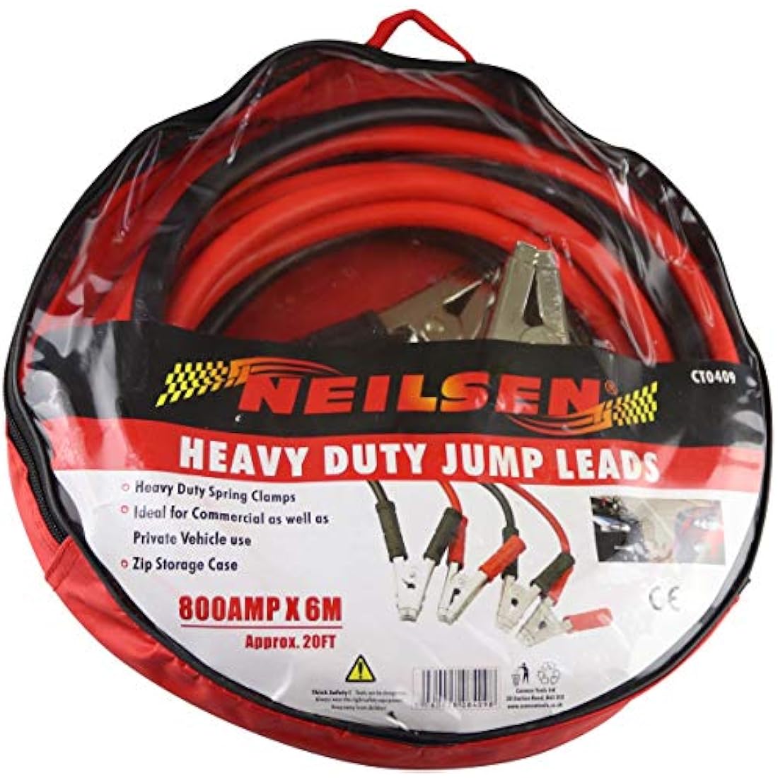 Neilsen CT0409 800A Booster Cables – 6 m Heavy-Duty Jump Leads with Carry Case - Race Rally Supplies