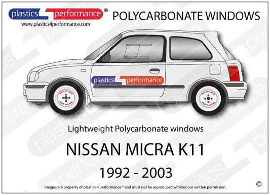 NISSAN - Micra K11 - Lexan Polycarbonate window kit - Race Rally Supplies